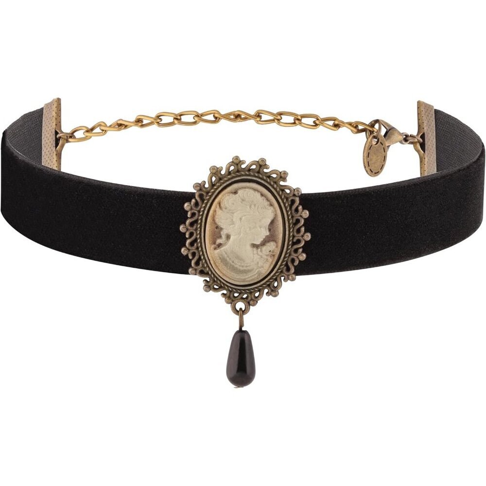Gothic Black Cameo Victorian Choker Velvet Jewelry Gift for Women